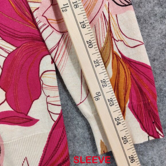 Chicos Floral Cardigan Size 0 Small Multicolor Lightweight Swearter Office Cozy - Picture 6 of 10